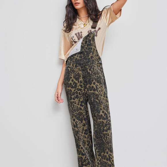 NWT CIDER Size S Leopard Print Overalls - Picture 5 of 8